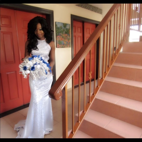 Mermaid halter backless evening dress - Picture 2 of 8